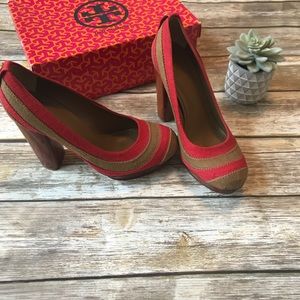 Tory Burch Joelle Platform Linen Pumps size 8.5
